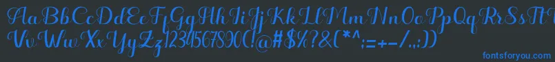 Hello Kayla Font – Blue Fonts on Black Background