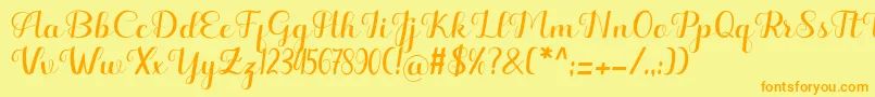 Hello Kayla Font – Orange Fonts on Yellow Background
