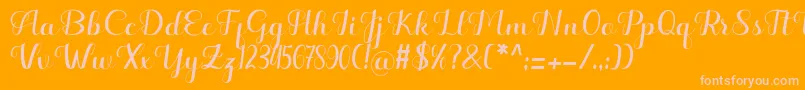 Hello Kayla-Schriftart – Rosa Schriften auf orangefarbenem Hintergrund