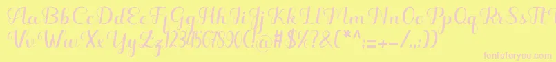 Hello Kayla Font – Pink Fonts on Yellow Background