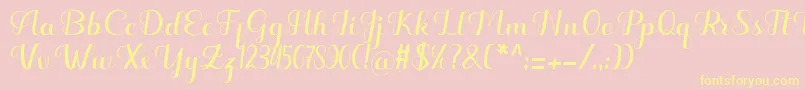 Hello Kayla Font – Yellow Fonts on Pink Background