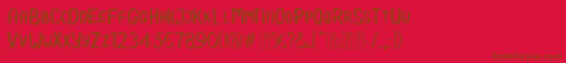 Hello Kids Demo-fontti – ruskeat fontit punaisella taustalla