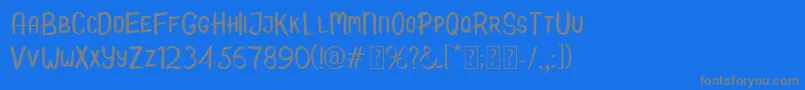 Hello Kids Demo-fontti – harmaat kirjasimet sinisellä taustalla