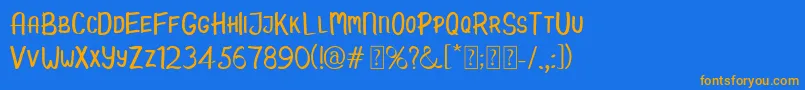 Hello Kids Demo Font – Orange Fonts on Blue Background