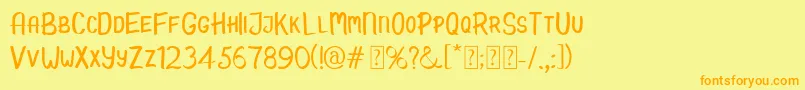 Hello Kids Demo Font – Orange Fonts on Yellow Background