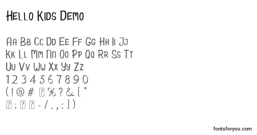 Hello Kids Demo (129325)フォント–アルファベット、数字、特殊文字