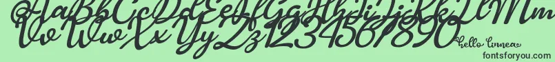 Hello Linnea italic Font – Black Fonts on Green Background