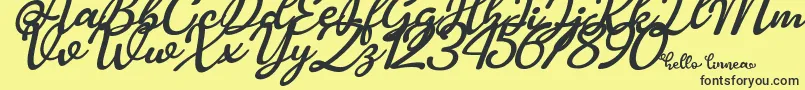 フォントHello Linnea italic – 黒い文字の黄色い背景