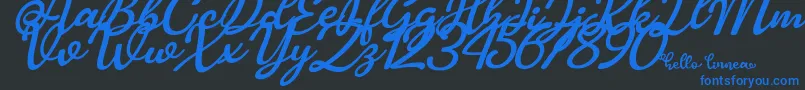 Hello Linnea italic Font – Blue Fonts on Black Background