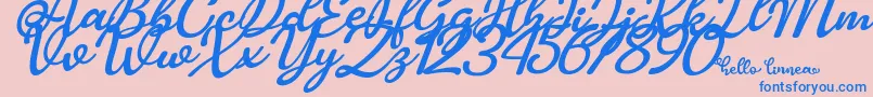 Hello Linnea italic Font – Blue Fonts on Pink Background