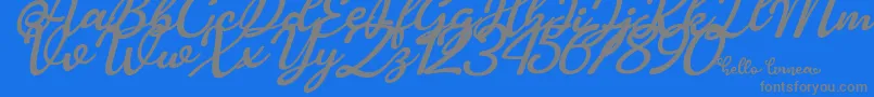 Hello Linnea italic-Schriftart – Graue Schriften auf blauem Hintergrund