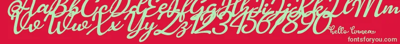 Hello Linnea italic Font – Green Fonts on Red Background