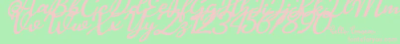 Hello Linnea italic Font – Pink Fonts on Green Background