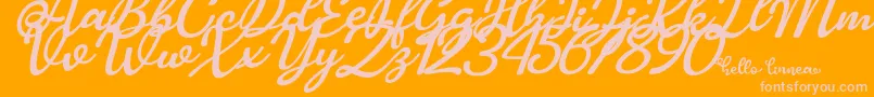 Hello Linnea italic Font – Pink Fonts on Orange Background