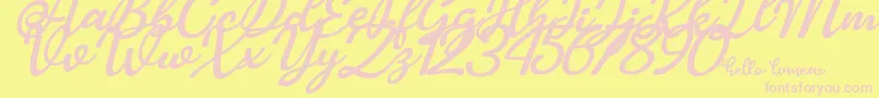 Hello Linnea italic Font – Pink Fonts on Yellow Background