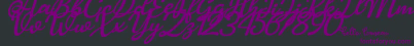 Hello Linnea italic Font – Purple Fonts on Black Background