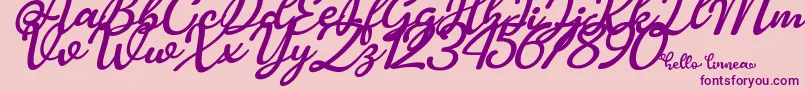 Hello Linnea italic Font – Purple Fonts on Pink Background