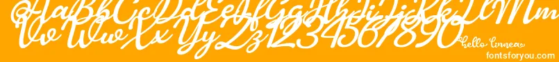 Hello Linnea italic-Schriftart – Weiße Schriften auf orangefarbenem Hintergrund