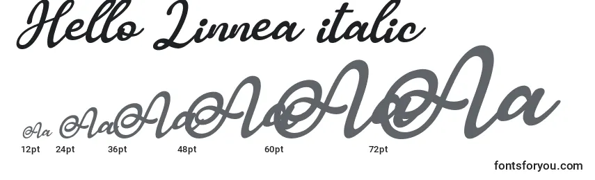 Размеры шрифта Hello Linnea italic