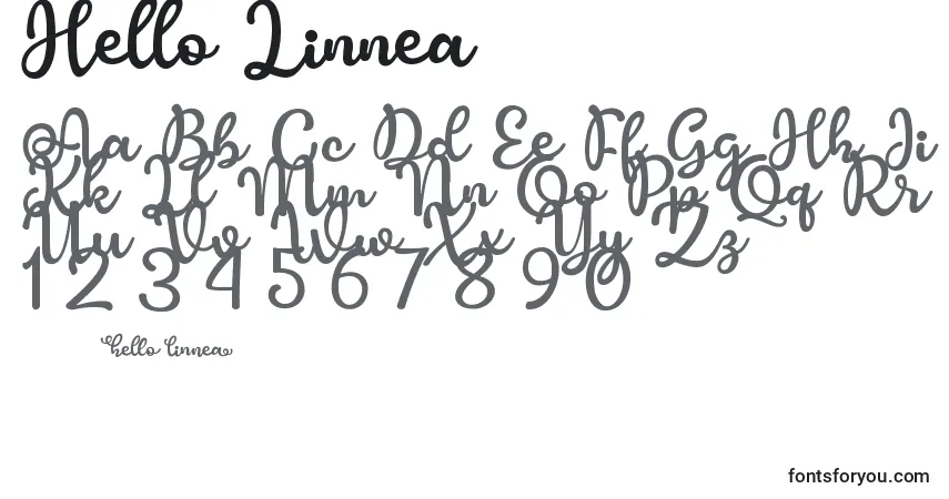 A fonte Hello Linnea – alfabeto, números, caracteres especiais