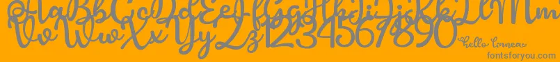 Fonte Hello Linnea – fontes cinzas em um fundo laranja