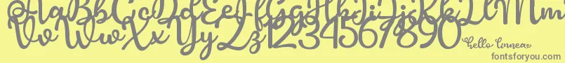 Hello Linnea Font – Gray Fonts on Yellow Background