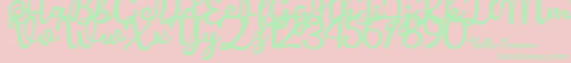 Hello Linnea-Schriftart – Grüne Schriften auf rosa Hintergrund