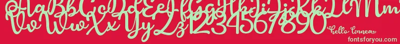 Hello Linnea Font – Green Fonts on Red Background