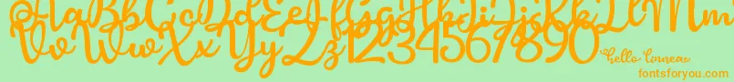 Hello Linnea Font – Orange Fonts on Green Background