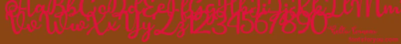 Hello Linnea Font – Red Fonts on Brown Background