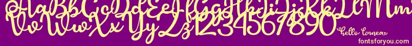 Lisätietoja Hello Linnea-fontista Hello Linnea-fontti – keltaiset fontit violetilla taustalla