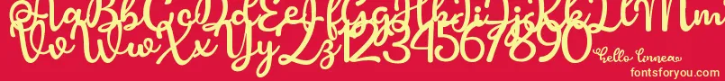 Hello Linnea Font – Yellow Fonts on Red Background