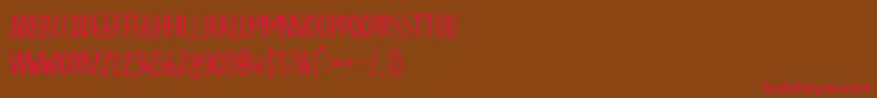 Hello Mozza-Schriftart – Rote Schriften auf braunem Hintergrund