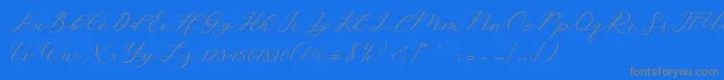 Hello Sarrah-Schriftart – Graue Schriften auf blauem Hintergrund