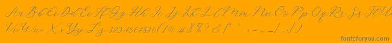 Hello Sarrah-Schriftart – Graue Schriften auf orangefarbenem Hintergrund