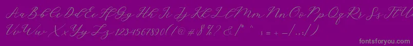 Hello Sarrah-Schriftart – Graue Schriften auf violettem Hintergrund