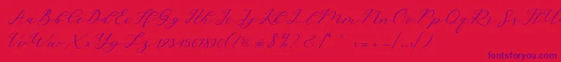 Hello Sarrah Font – Purple Fonts on Red Background