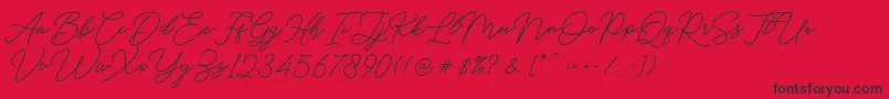 Hello Signature-Schriftart – Schwarze Schriften auf rotem Hintergrund