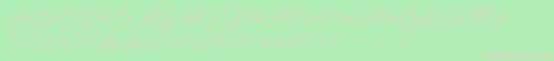 Hello Signature Font – Pink Fonts on Green Background