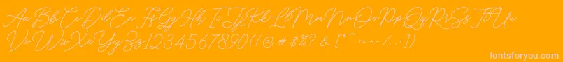 Hello Signature Font – Pink Fonts on Orange Background