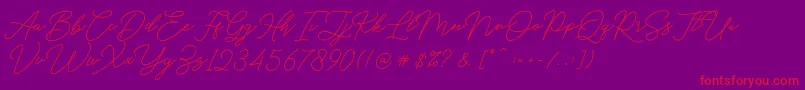 Hello Signature Font – Red Fonts on Purple Background