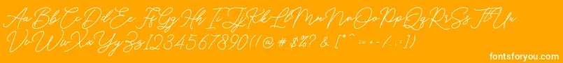 Hello Signature-Schriftart – Weiße Schriften auf orangefarbenem Hintergrund