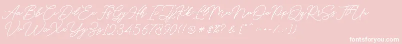 Hello Signature-Schriftart – Weiße Schriften auf rosa Hintergrund