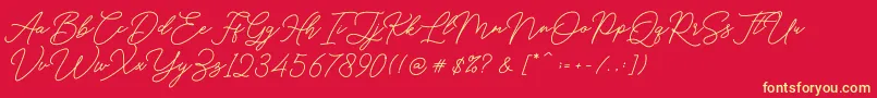 Hello Signature Font – Yellow Fonts on Red Background