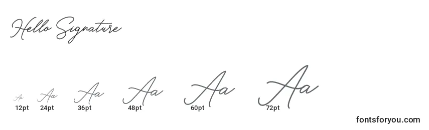 Hello Signature Font Sizes