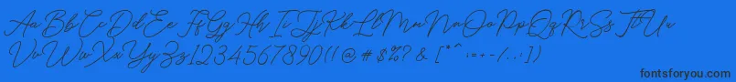 Hello Signature Font – Black Fonts on Blue Background