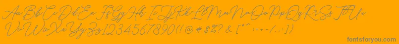 Hello Signature-Schriftart – Graue Schriften auf orangefarbenem Hintergrund