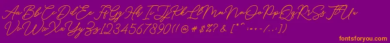 Hello Signature Font – Orange Fonts on Purple Background