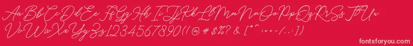 Hello Signature Font – Pink Fonts on Red Background