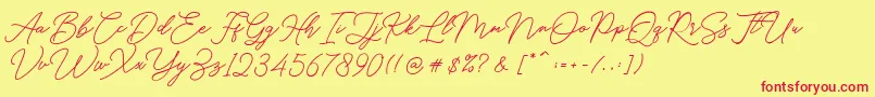 Czcionka Hello Signature – czerwone czcionki na żółtym tle